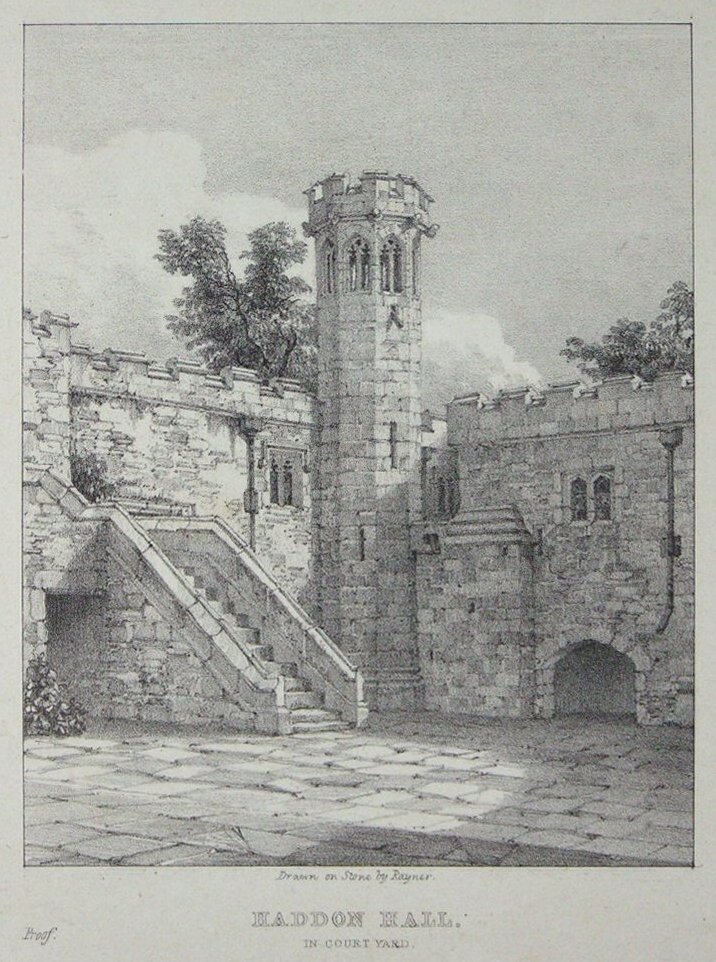 Lithograph - Haddon Hall In Court Yard - 